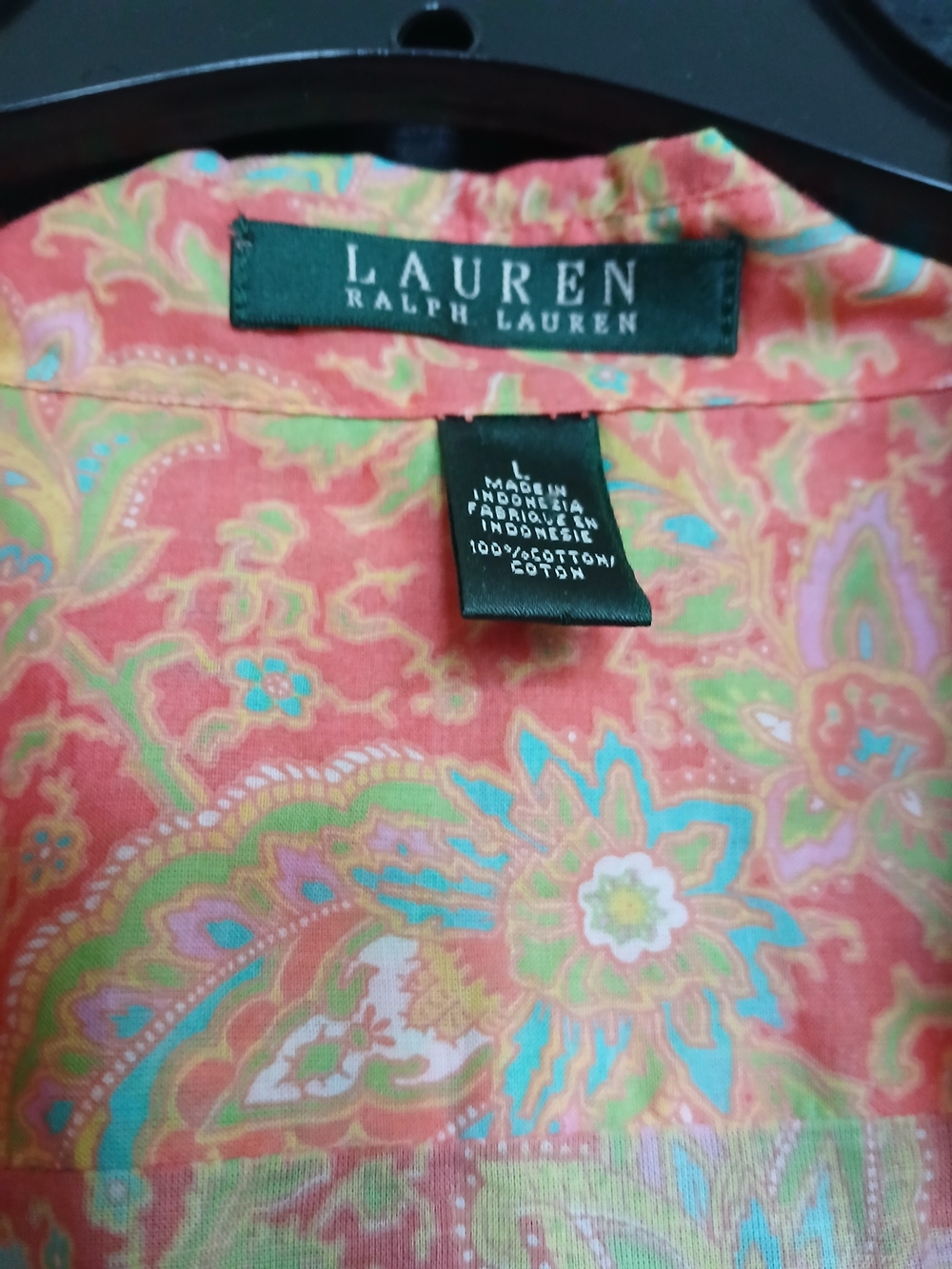 Lauren Ralph Lauren Coral Paisley Cotton Blouse